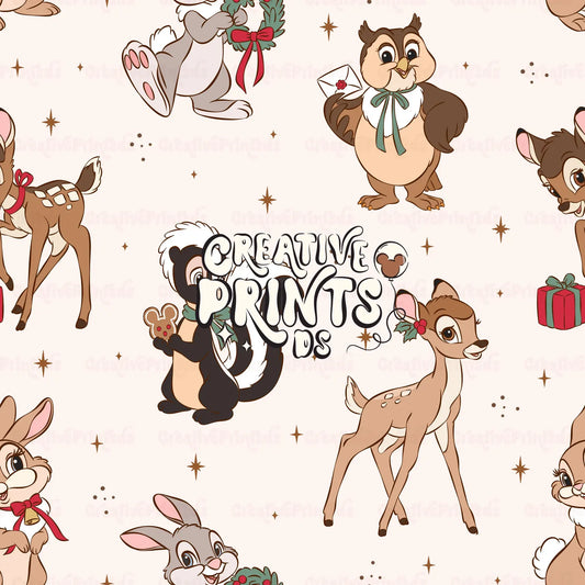 Winter Woodland Friends Seamless Pattern Files