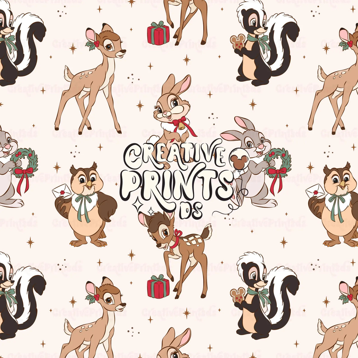Winter Woodland Friends Seamless Pattern Files