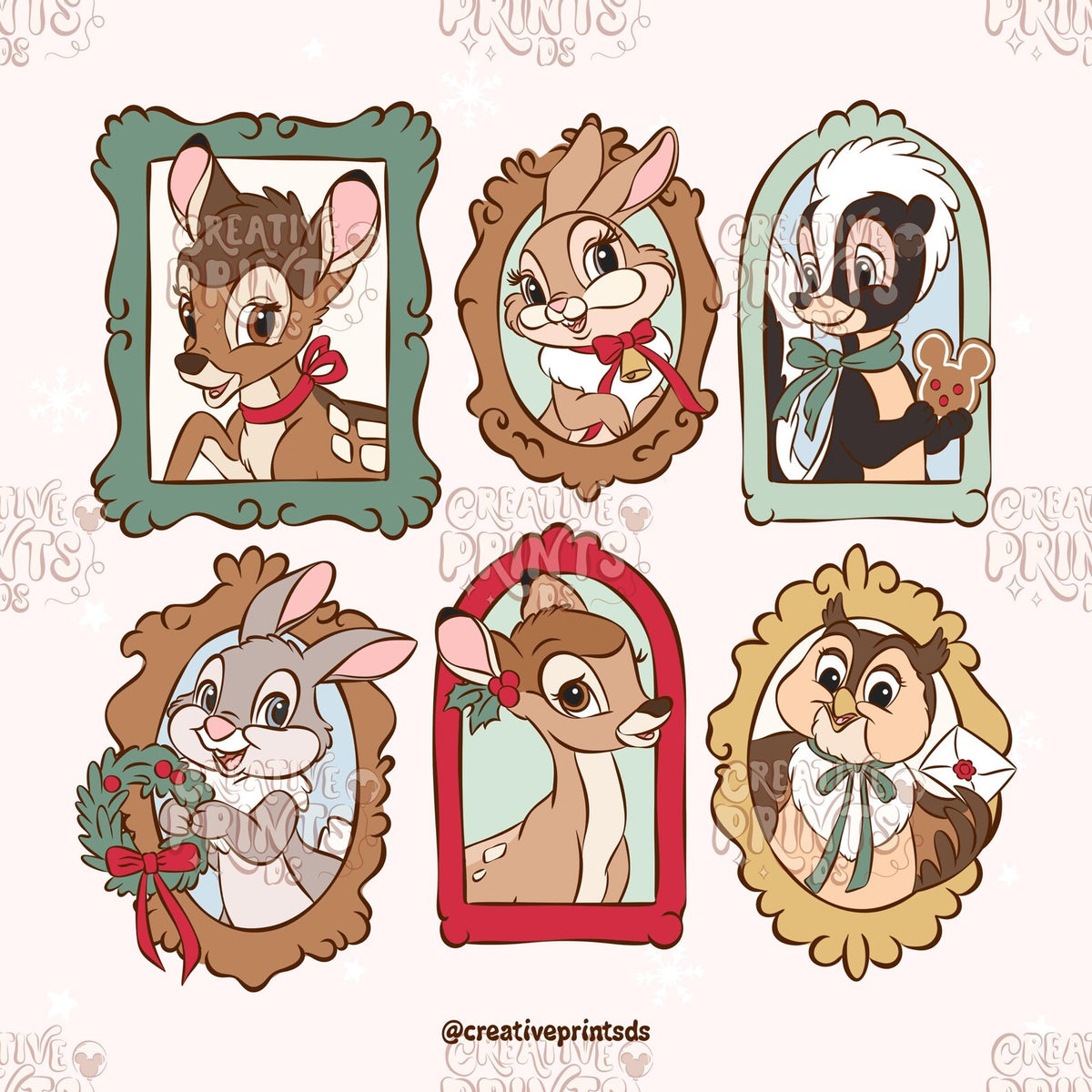Framed Woodland Friends Christmas PNG