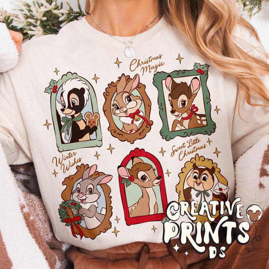 Framed Woodland Friends Christmas PNG