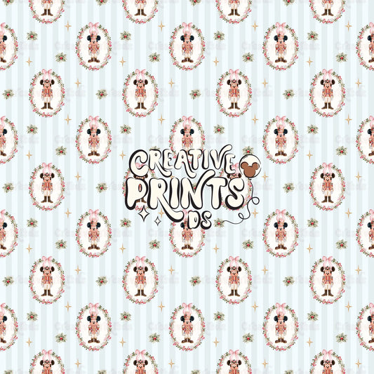 Christmas Mouse Nutcracker Seamless Pattern - Soft Blue