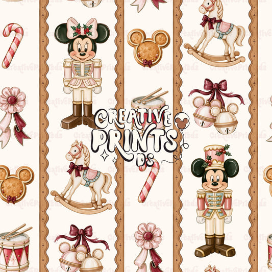 Vintage Christmas Nutcracker Seamless Pattern - Brown