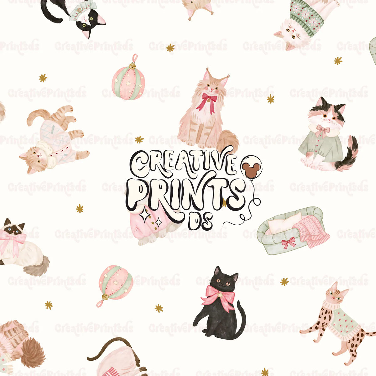 Cozy Winter Kittens Seamless Pattern