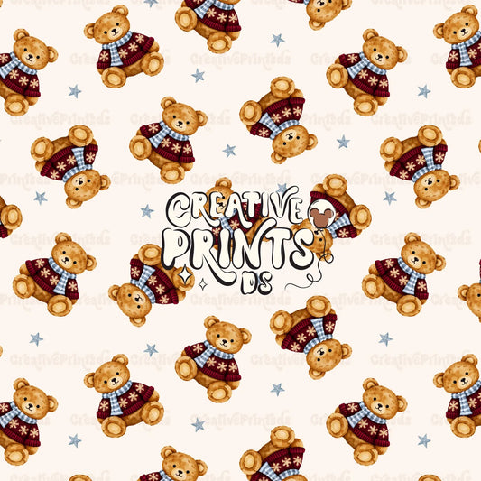 Christmas Teddy Bear Seamless Pattern