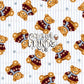 Christmas Bear Light Blue Stripes Seamless Pattern