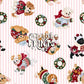 The Little Christmas Pups Seamless File - Pink Stripes