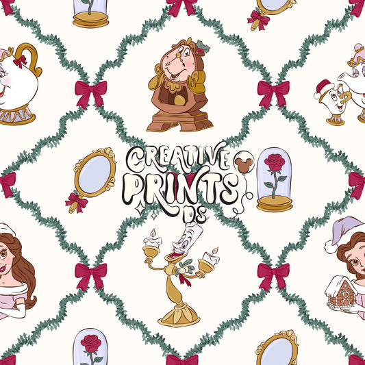 Enchanted Princess Christmas Seamless Pattern Files - Garland Harlequin